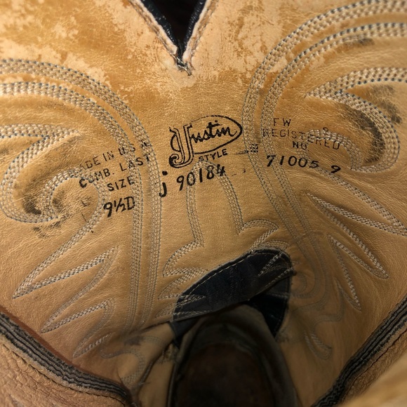 Justin Western Texas boots men’s Sz 9.5D free ship - Picture 10 of 11